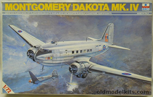 ESCI 1/72 Dakota C-47 Monte - Field Marshal Montgomery's Personal Aircraft / 44th Sq  South Africa / 86th Sq USAF Berlin Airlift 'Camel Caravan to Berlin' / ESK 721 Royal Dutch Air Force Skrydstrup 1972, 9023 plastic model kit